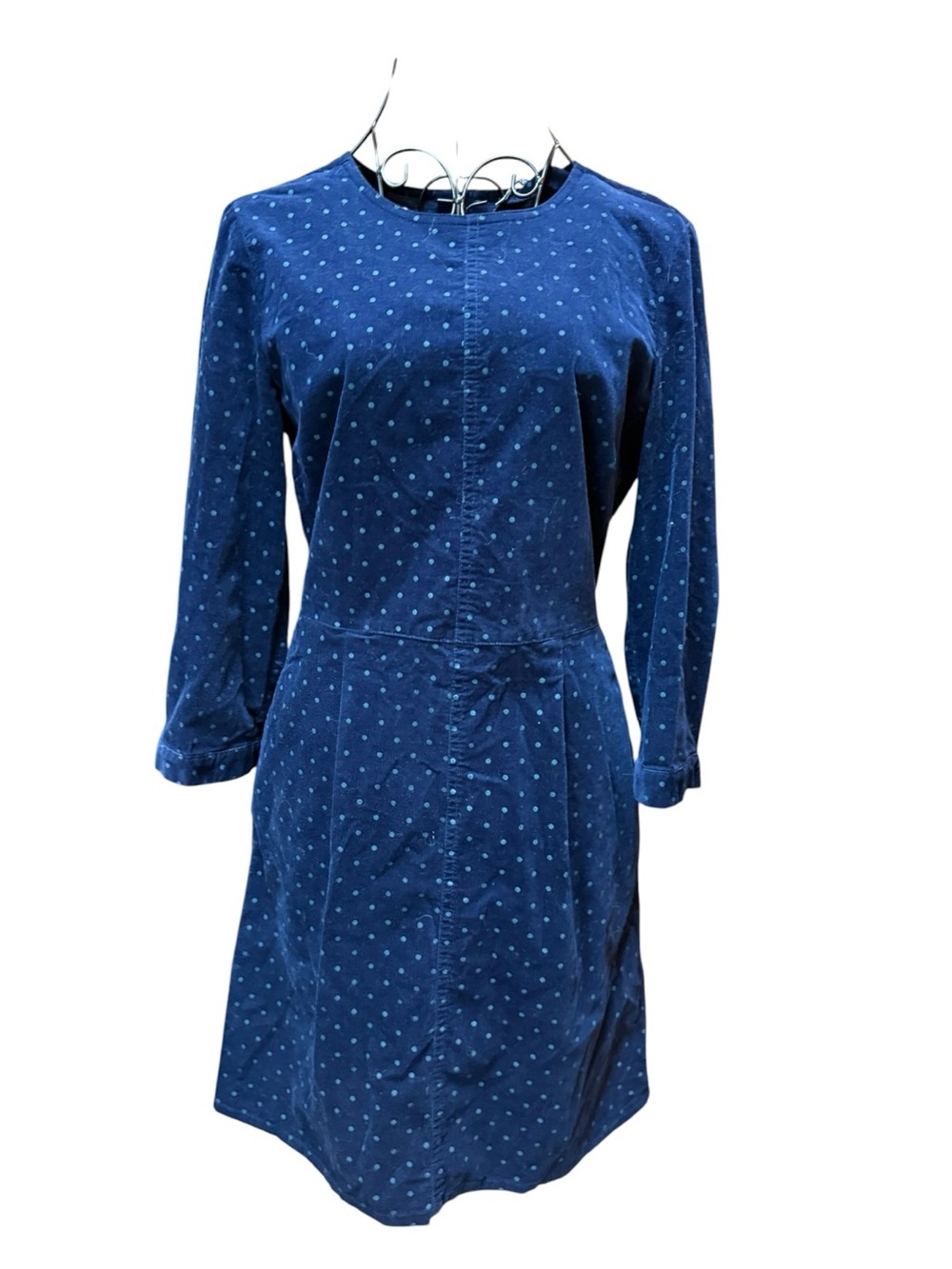Joules Navy Polka Dot Long Sleeve Corduroy Dress size 4 Classic - Picture 4 of 12